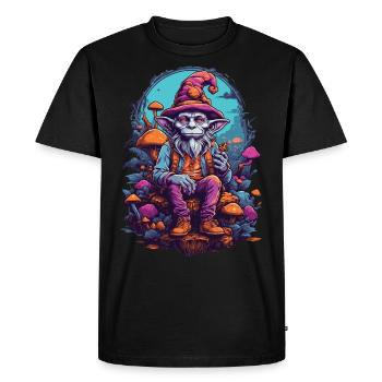 Goblin Psychedelic Art Woodland Mushrooms Music Festival - Men's Premium Organic T-Shirt - black - Front - Nico (187cm)