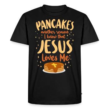 Crêpes Amoureux Enfants Jésus Foi - T-shirt Premium bio Homme - noir - Devant - Nico (187cm)