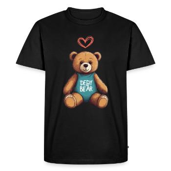 Teddy Bear Cartoon with Heart Teddy Bear Cute - Men's Premium Organic T-Shirt - black - Front - Nico (187cm)