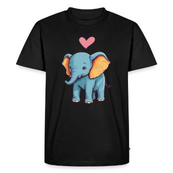 Elephant with Heart Colorful Cute Elephant Baby - Men's Premium Organic T-Shirt - black - Front - Nico (187cm)