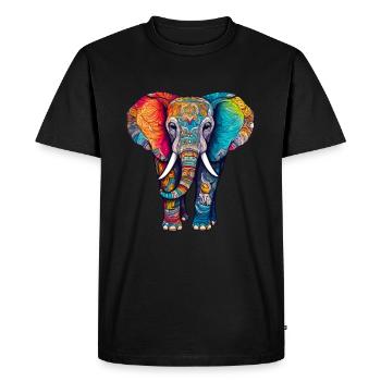 Elephant Colorful Cute Elephant Baby Mandala Hindi - Men's Premium Organic T-Shirt - black - Front - Nico (187cm)