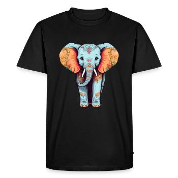 Elephant Colorful Cute Elephant Baby Mandala Hindi - Men's Premium Organic T-Shirt - black - Front - Nico (187cm)