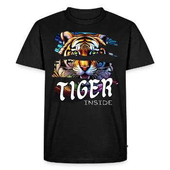 Tigre à l’intérieur. - T-shirt Premium bio Homme - noir - Devant - Nico (187cm)