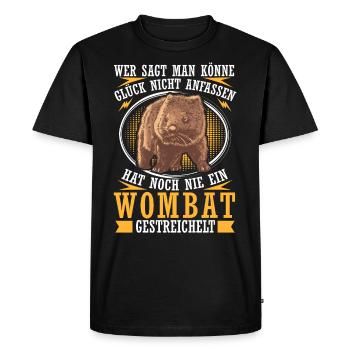 Wombat caressant le marsupial australien - T-shirt Premium bio Homme - noir - Devant - Nico (187cm)
