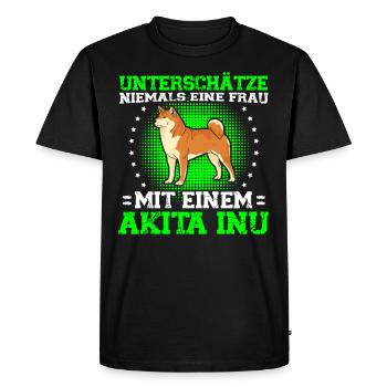 Akita Inu Femme japonaise avec Akita Inu - T-shirt Premium bio Homme - noir - Devant - Nico (187cm)