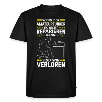 Amateur radio operator can fix it Radio amateur - Men's Premium Organic T-Shirt - black - Front - Nico (187cm)