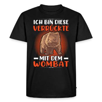 Fou avec Wombat Australia Marsupial - T-shirt Premium bio Homme - noir - Devant - Nico (187cm)