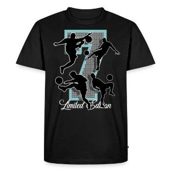 7th Birthday Football - Men's Premium Organic T-Shirt - black - Front - Nico (187cm)