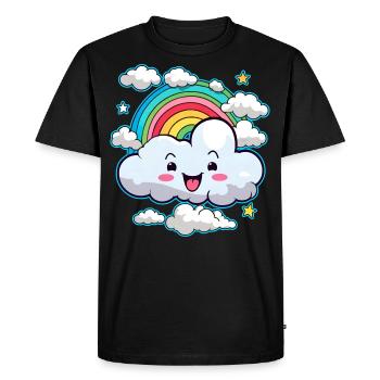 Cute cloud with rainbow - Men's Premium Organic T-Shirt - black - Front - Nico (187cm)