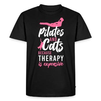 Instructeur de Pilates Enseignant Chat - T-shirt Premium bio Homme - noir - Devant - Nico (187cm)