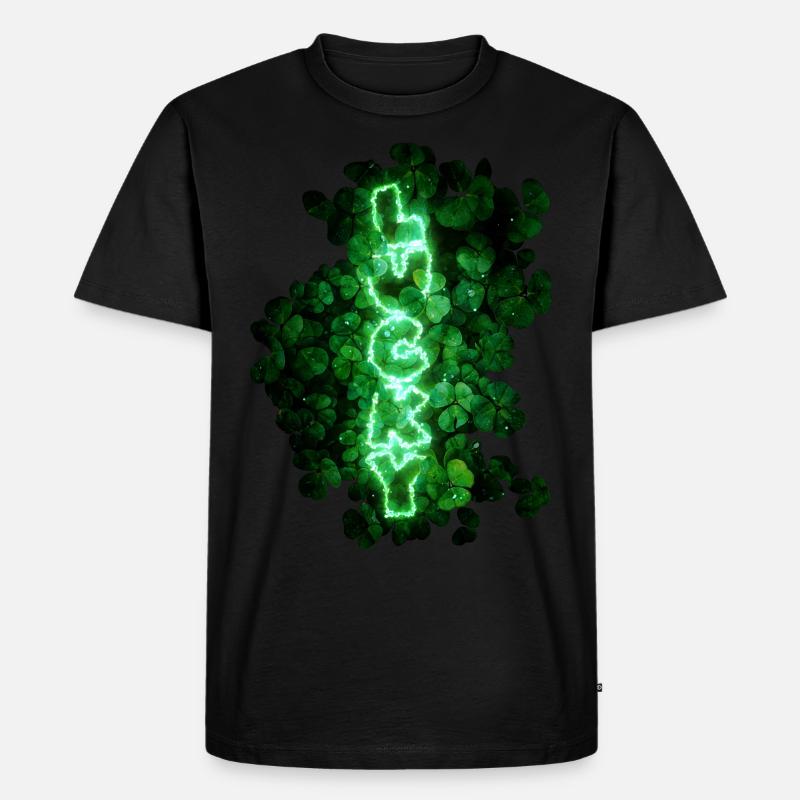 Glücksklee - Männer Premium Bio T-Shirt - Schwarz