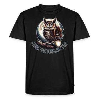 Hibou aventureux - T-shirt Premium bio Homme - noir - Devant - Nico (187cm)