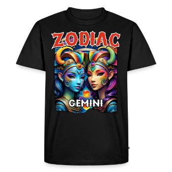 Zodiaque Gémeaux - Signe du zodiaque Gémeaux - T-shirt Premium bio Homme - noir - Devant - Nico (187cm)