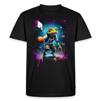 Basketball Frog - Men's Premium Organic T-Shirt - black - Front - Nico (187cm)