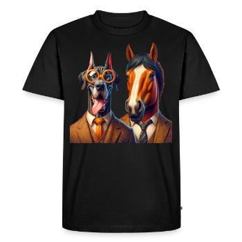 Dapper Duo Elegance - T-shirt Premium bio Homme - noir - Devant - Nico (187cm)