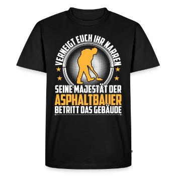 Asphalt builder bows to you road builder - Men's Premium Organic T-Shirt - black - Front - Nico (187cm)