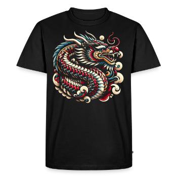 Majestueux dragon oriental - T-shirt Premium bio Homme - noir - Devant - Nico (187cm)