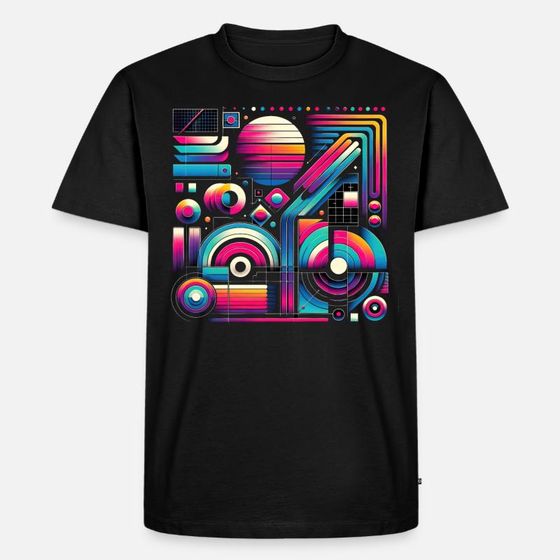 Neon Retro Wave Abstrakt - Männer Premium Bio T-Shirt - Schwarz