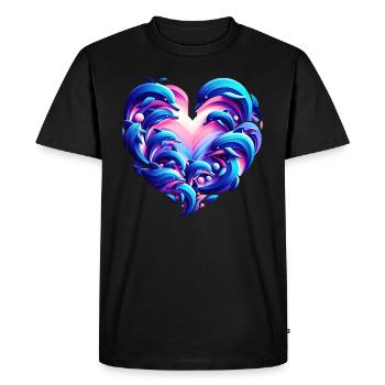 Dolphin Love Heart Fusion - Men's Premium Organic T-Shirt - black - Front - Nico (187cm)