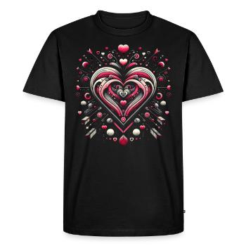 Romance de tourbillon de cœur - T-shirt Premium bio Homme - noir - Devant - Nico (187cm)
