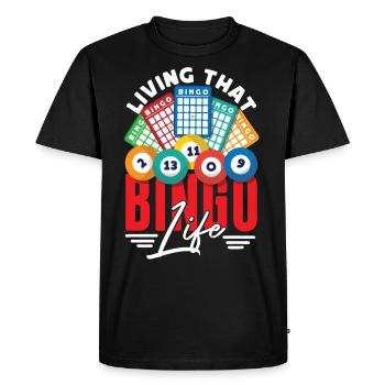 Joueur de bingo vivant ce bingo - T-shirt Premium bio Homme - noir - Devant - Nico (187cm)