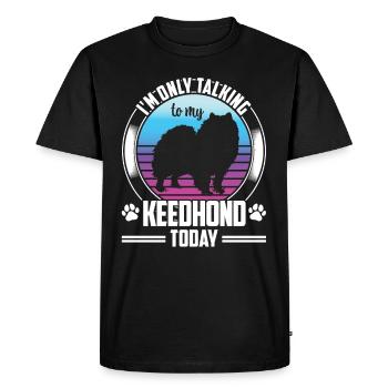 Wolfsspitz Ne parlez qu’à mon Keeshond - T-shirt Premium bio Homme - noir - Devant - Nico (187cm)