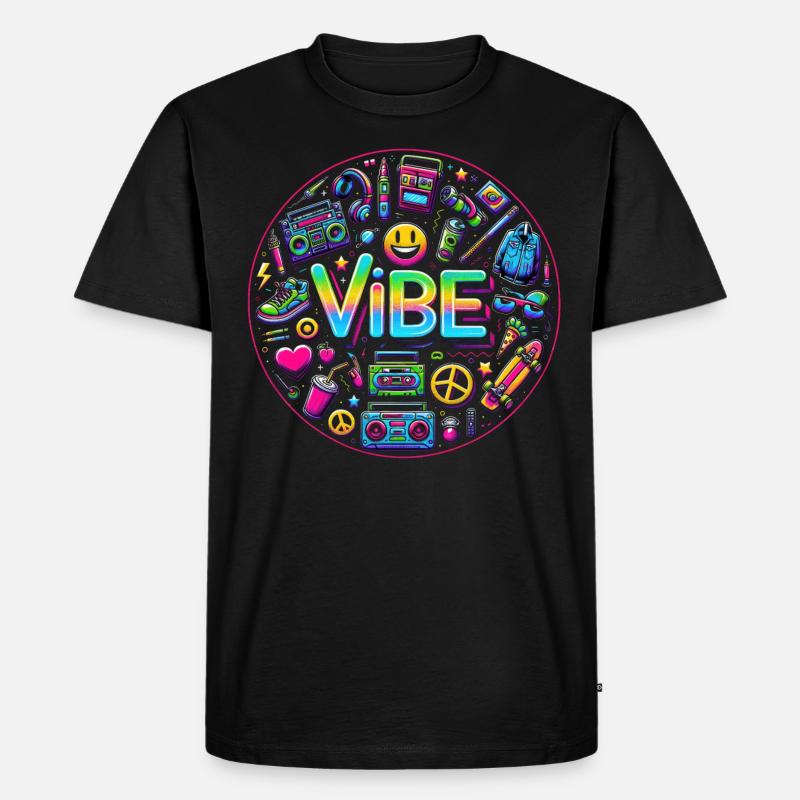 Retro-Vibe: Neon Buzz - Männer Premium Bio T-Shirt - Schwarz