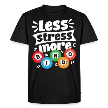 Joueur de bingo Moins de stress Plus - T-shirt Premium bio Homme - noir - Devant - Nico (187cm)