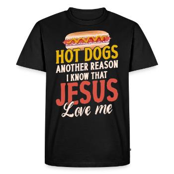 Hot Dog Adult Jesus Faith - Men's Premium Organic T-Shirt - black - Front - Nico (187cm)