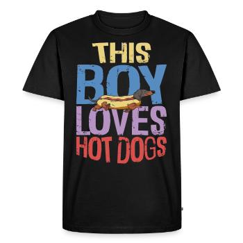 Hot Dog Adult Boy Ce garçon aime - T-shirt Premium bio Homme - noir - Devant - Nico (187cm)