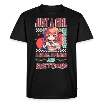 Dessin de ramen d’anime - T-shirt Premium bio Homme - noir - Devant - Nico (187cm)