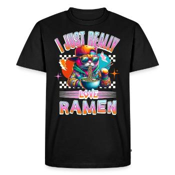 I Just Really Love Ramen - Men's Premium Organic T-Shirt - black - Front - Nico (187cm)