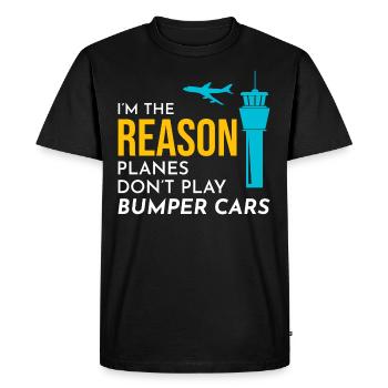Contrôleur de la circulation aérienne ATC Aviation Humour Avion - T-shirt Premium bio Homme - noir - Devant - Nico (187cm)