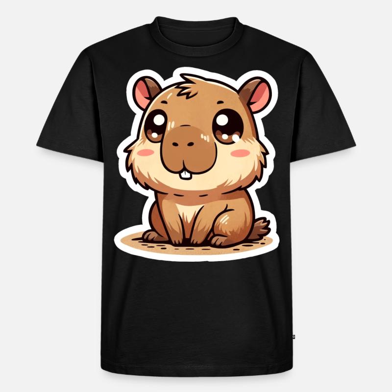 Capybara - Männer Premium Bio T-Shirt - Schwarz