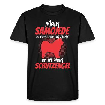 Samoyed protects me Samoyedspitz Samoyed - Men's Premium Organic T-Shirt - black - Front - Nico (187cm)