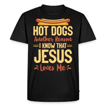 Hot Dog Adult Jesus Faith - Men's Premium Organic T-Shirt - black - Front - Nico (187cm)