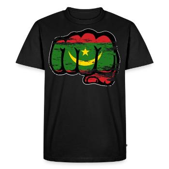 Mauritania flag fist used - Men's Premium Organic T-Shirt - black - Front - Nico (187cm)