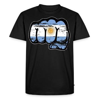 Argentina flag fist used - Men's Premium Organic T-Shirt - black - Front - Nico (187cm)