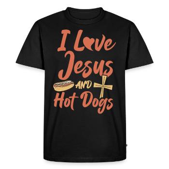 Hot Dog Adult Jesus Faith - Men's Premium Organic T-Shirt - black - Front - Nico (187cm)