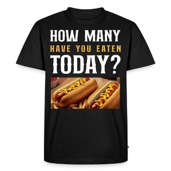 Hot Dog Adult How Many Have You - Men's Premium Organic T-Shirt - black - Front - Nico (187cm)