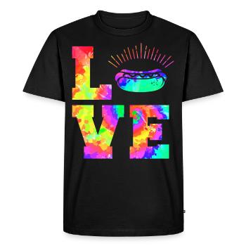 Hot Dog Adulte Tie Dye des années 80 des années 90 - T-shirt Premium bio Homme - noir - Devant - Nico (187cm)