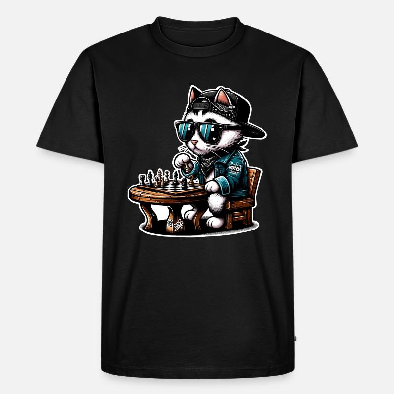 Schach Katze - Männer Premium Bio T-Shirt - Schwarz