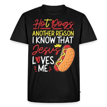Hot Dog Adult Jesus Faith - Men's Premium Organic T-Shirt - black - Front - Nico (187cm)