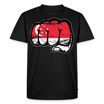 Singapore flag fist hand used - Men's Premium Organic T-Shirt - black - Front - Nico (187cm)