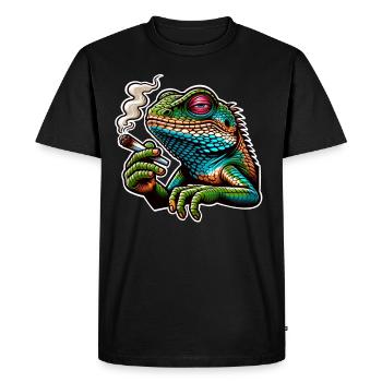 Smoking Cannabis Lizard - Men's Premium Organic T-Shirt - black - Front - Nico (187cm)