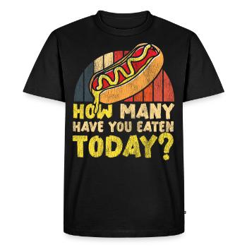 Hot Dog Adult Vintage How Many - Men's Premium Organic T-Shirt - black - Front - Nico (187cm)