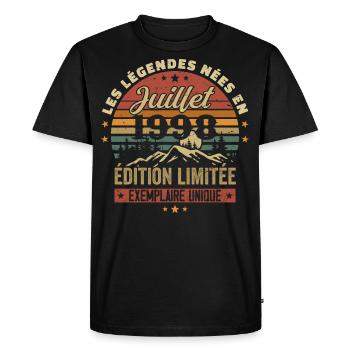 July 1998 Vintage Birthday 1998 July - Men's Premium Organic T-Shirt - black - Front - Nico (187cm)