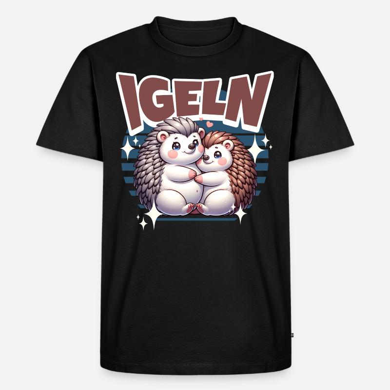 Igel Kuscheln Igeln - Männer Premium Bio T-Shirt - Schwarz