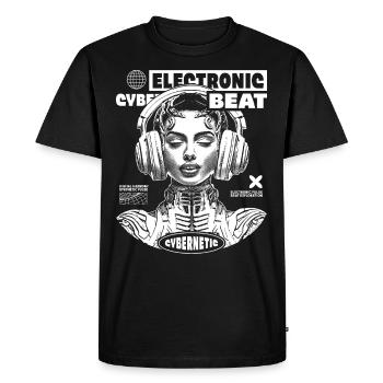 Techno Festival T-Shirt: Space Princess Design - Men's Premium Organic T-Shirt - black - Front - Nico (187cm)