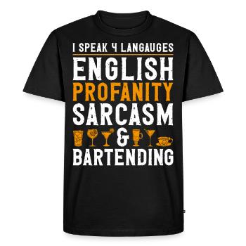 Bartender Mixologist I Speak 4 - Men's Premium Organic T-Shirt - black - Front - Nico (187cm)